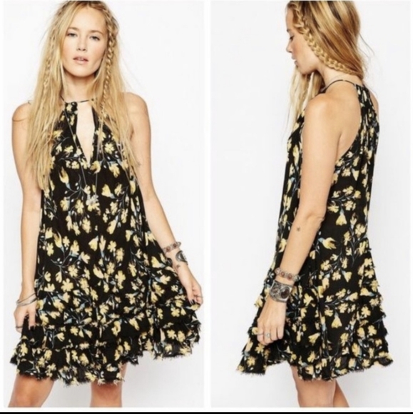 Free People yellow floral dress - Picture 1 of 8
